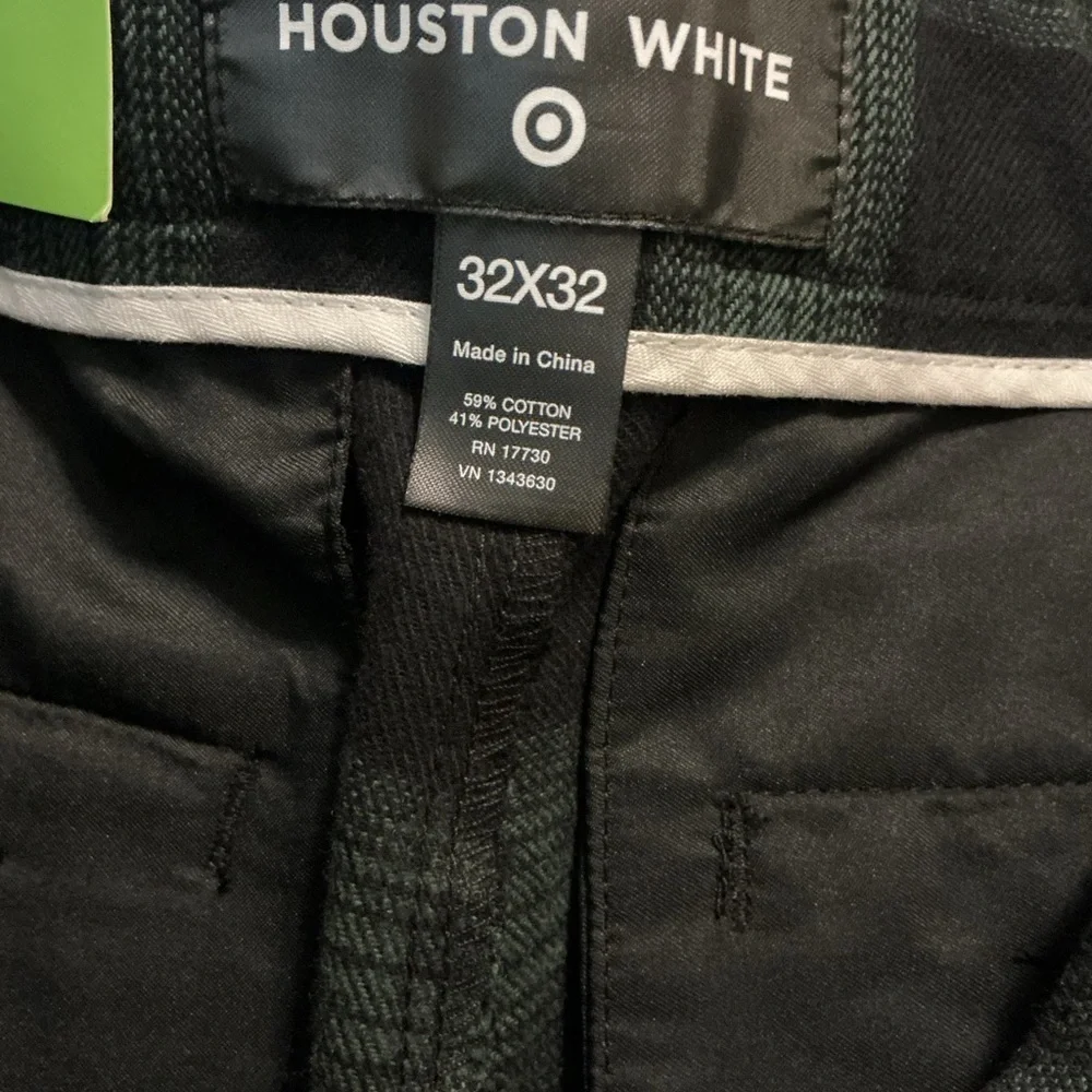 🌺NWT-HOUSTON WHITE TAILORED WAISTBAND STRAIGHT LEG PLAID TROUSERS